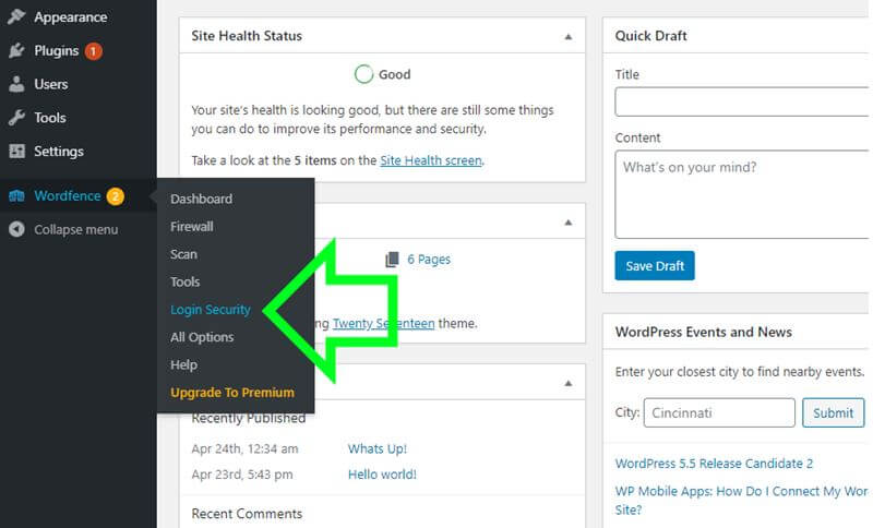 wordfence login security